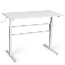 Load image into Gallery viewer, Height Adjustable Sit to Stand Desk with Crank Handle and Ergonomic Design-White