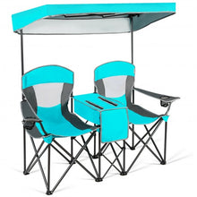Load image into Gallery viewer, Portable Folding Camping Canopy Chairs w/ Cup Holder-Turquoise