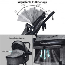 Load image into Gallery viewer, 2 in 1 High Landscape Convertible Reversible Bassinet Pram-Gray
