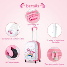 Load image into Gallery viewer, 2 Pcs Kids Luggage Set 12" Backpack and 16" Kid Carry on Suitcase with Wheels