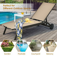 Load image into Gallery viewer, Aluminum Fabric Outdoor Patio Lounge Chair with Adjustable Reclining -Brown
