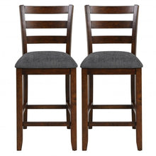 Load image into Gallery viewer, 2Pcs Counter Height Chairs with Fabric Seat and Rubber Wood Legs