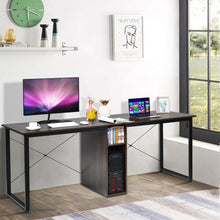 Load image into Gallery viewer, 2 Person Computer Desk with Cabinet and X-Shaped Frame