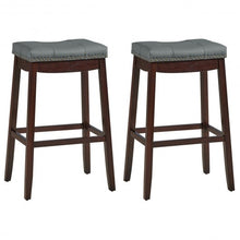 Load image into Gallery viewer, 29�Set of 2 Nailhead Saddle Bar Stools -Coffee