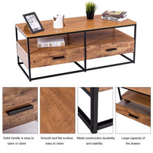 Load image into Gallery viewer, 47" 2-Tier Cocktail 2 Drawer Coffee Table Metal Desk