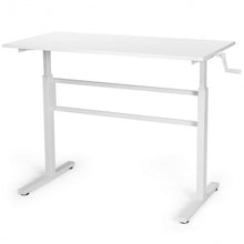 Load image into Gallery viewer, Height Adjustable Sit to Stand Desk with Crank Handle and Ergonomic Design-White