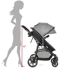 Load image into Gallery viewer, 2-in-1 Foldable Pushchair Newborn Infant Baby Stroller-Gray
