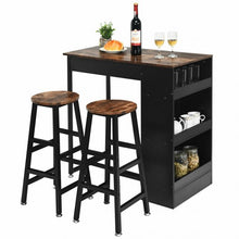 Load image into Gallery viewer, 3 Pieces Bar Table Set with Storage