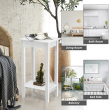 Load image into Gallery viewer, 2-Tier Nightstand End Side Wooden Legs Table for Bedroom-White