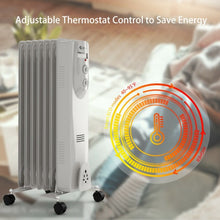 Load image into Gallery viewer, 1500W 7-Fin Portable Electric Oil Filled Radiator Heater