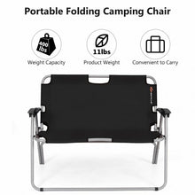 Load image into Gallery viewer, 2 Person Folding Camping Bench Portable Double Chair-Black