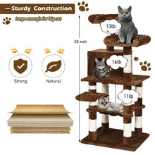 Load image into Gallery viewer, 55" Multi-Level Kitten Activity Tower with Hammock-Brown