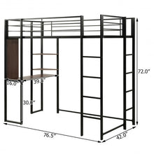Load image into Gallery viewer, Twin Size Space-Saving Metal Loft Bunk Bed