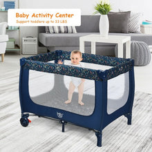 Load image into Gallery viewer, Portable Baby Playpen with Mattress Foldable Design-Blue
