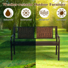 Load image into Gallery viewer, Outdoor Porch Furniture Patio Garden Bench Steel Frame Rattan