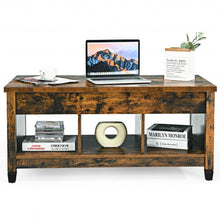 Load image into Gallery viewer, Lift Top Coffee Table with Hidden Storage Compartment- Brown