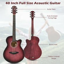 Load image into Gallery viewer, 40" Full Size Cutaway Acoustic Guitar Starter Guitarra Bundle Kit -Red