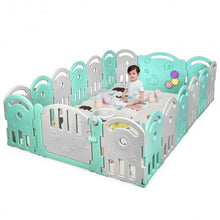 Load image into Gallery viewer, 18-Panel Baby Playpen with Music Box & Basketball Hoop-Gray
