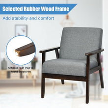 Load image into Gallery viewer, Solid Rubber Wood Fabric Accent Armchair-Gray