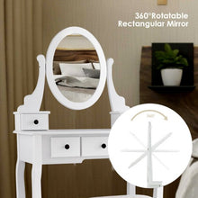 Load image into Gallery viewer, Dressing Table Set with Oval Mirror Stool and 5 Storage Drawers