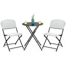 Load image into Gallery viewer, 3PCS Patio Rattan Bistro Set with Round Dining Table and 2 Chairs