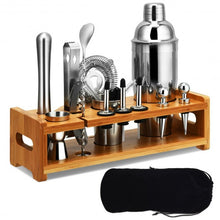 Load image into Gallery viewer, 23 PCS Stainless Cocktail Shaker with Bamboo Stand