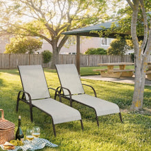 Load image into Gallery viewer, Adjustable Patio Chaise Outdoor Folding Lounge Chair with Adjustable Backrest-Gray