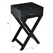 Load image into Gallery viewer, Modern Nightstand X-Shape Drawer Accent Side End Table-Black