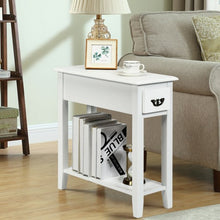 Load image into Gallery viewer, 2 Tier End Bedside Sofa Side Table Narrow Nightstand-White