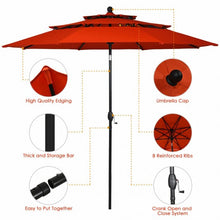 Load image into Gallery viewer, 10ft 3 Tier Patio Umbrella Aluminum Sunshade Shelter Double Vented-Red