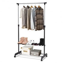 Load image into Gallery viewer, Rolling Clothes Hanger with Height Adjustable Shoe Rack