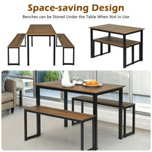 Load image into Gallery viewer, 3-Piece Kitchen Dining Table Set with 2 Benches for Limited Space -Natural