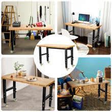 Load image into Gallery viewer, 48"×24" Adjustable Height Workbench Mobile Tool Bench Bamboo Top w/Caster-NA