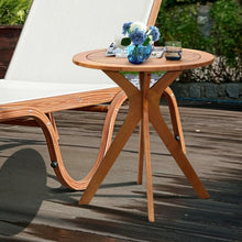 Load image into Gallery viewer, 27" Outdoor Round Solid Wood Coffee Side Bistro Table