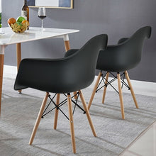 Load image into Gallery viewer, Set of 2 Mid Century Modern Molded Dining Arm Side Chair-Black