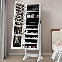 Load image into Gallery viewer, Standing Jewelry Armoire Cabinet with Full Length Mirror-White