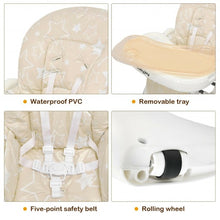 Load image into Gallery viewer, Folding Baby High Dining Chair with 6-Level Height Adjustment-Beige