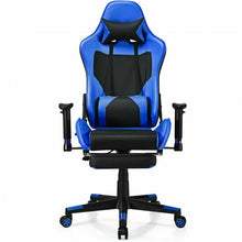 Load image into Gallery viewer, PU Leather Gaming Chair with USB Massage Lumbar Pillow and Footrest -Blue