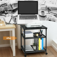 Load image into Gallery viewer, 3 Tier Printer Stand Rolling Fax Cart with Adjustable Shelf and Swivel Wheels