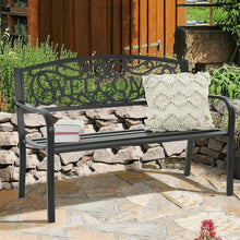 Load image into Gallery viewer, Outdoor Furniture Steel Frame Porch Garden Bench-Black