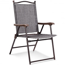 Load image into Gallery viewer, Set of 2 Patio Folding Sling Back Camping Deck Chairs-Gray