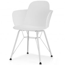 Load image into Gallery viewer, Set of 2 Metal Frame Modern Petal-Shape Plastic Dining Chair-White