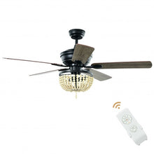 Load image into Gallery viewer, 52" Retro Ceiling Fan Light with Reversible Blades Remote Control-Black