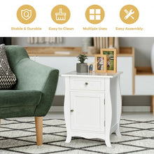 Load image into Gallery viewer, Wooden Accent End Table with Drawer Storage Cabinet Nightstand-White