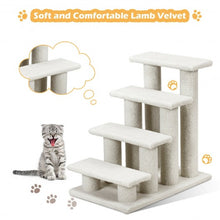 Load image into Gallery viewer, 4-Step Pet Stairs Carpeted Ladder Ramp Scratching Post Cat Tree Climber
