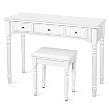 Load image into Gallery viewer, Makeup Dressing Table with Tri-Folding Mirror and Cushioned Stool for Women
