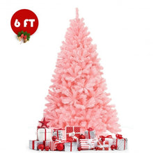 Load image into Gallery viewer, 6 ft Pink Artificial Hinged Spruce Full Christmas Tree with Foldable Metal Stand