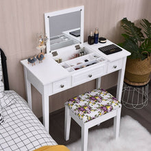 Load image into Gallery viewer, Vanity Dressing Table Set with Flip Top Mirror 3 Drawers