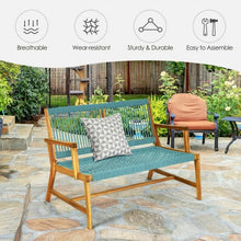 Load image into Gallery viewer, 2-Person Patio Acacia Wood Yard Bench-Turquoise