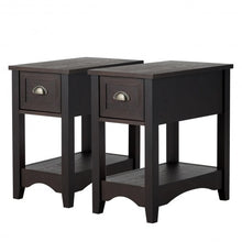 Load image into Gallery viewer, Set of 2 Contemporary Side End Table with Drawer -Brown